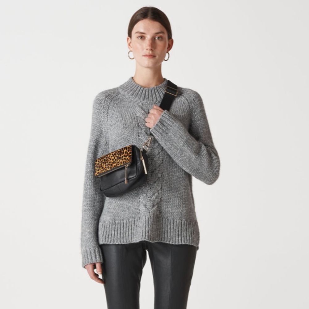 Whistles Oversized Cable Alpaca Sweater - Gray - NWOT